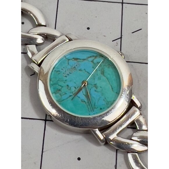 Ecclissi Women's Sterling Silver Chain Link Bracelet Watch Blue Dial - Picture 3 of 9